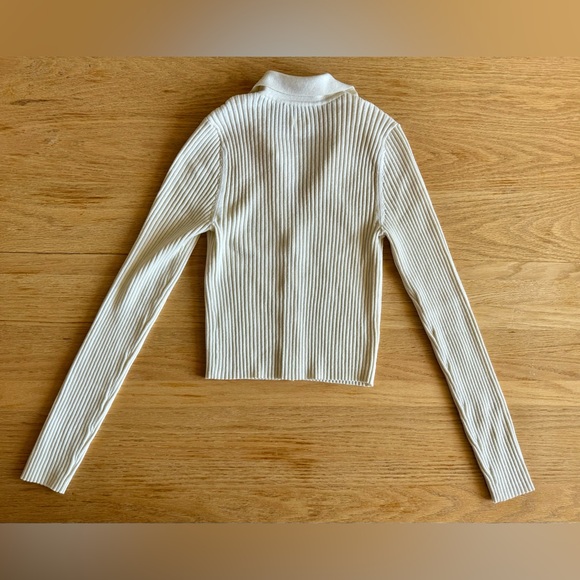 Aerie | Button Down Collar Ribbed Crop Sweater - Picture 7 of 10